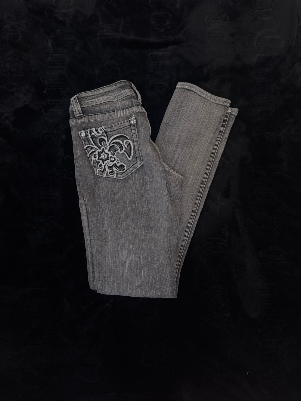 Red Rivet Grey Skinny Jeans with Embroidered Back Pocket